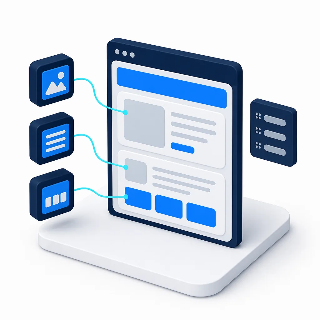 Constructeur de pages, blocs et page d'un site vitrine