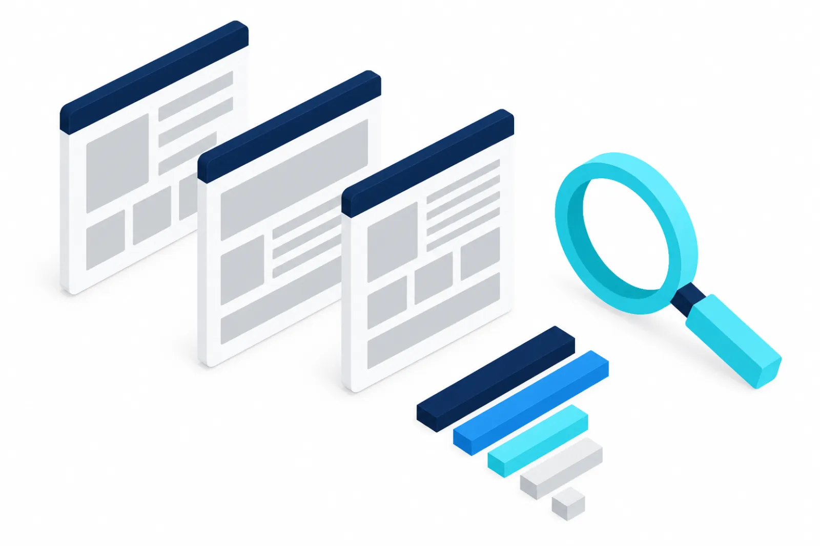 Pages web, loupe et résultats de recherche