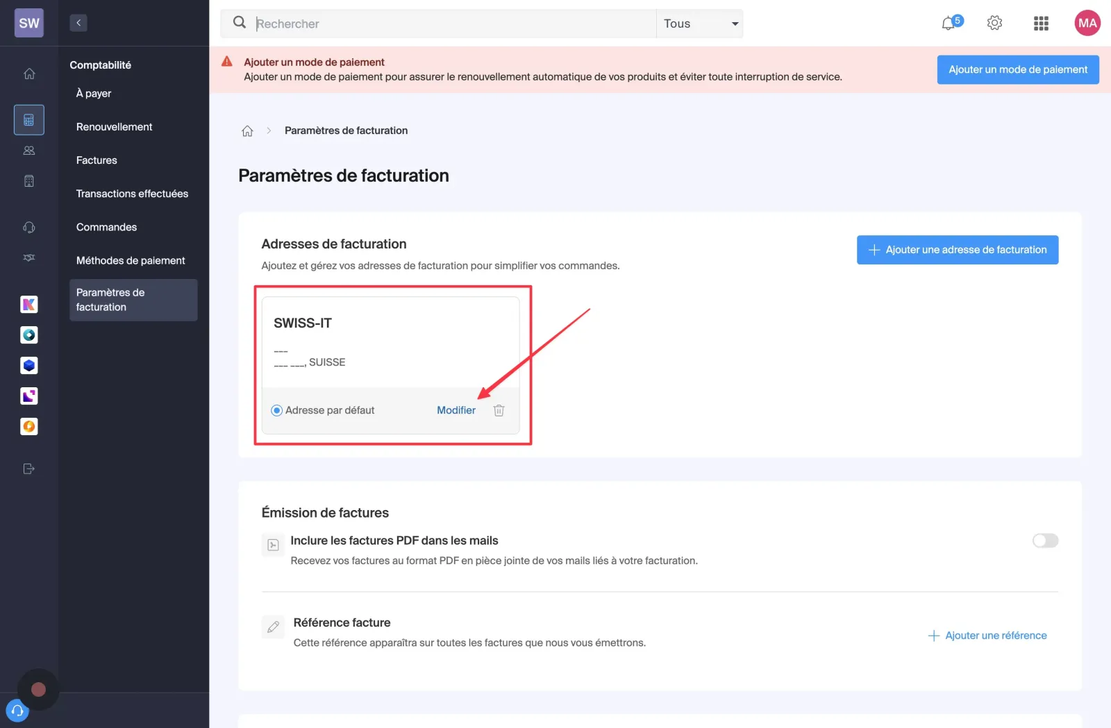 Étape 9, Adresse de facturation