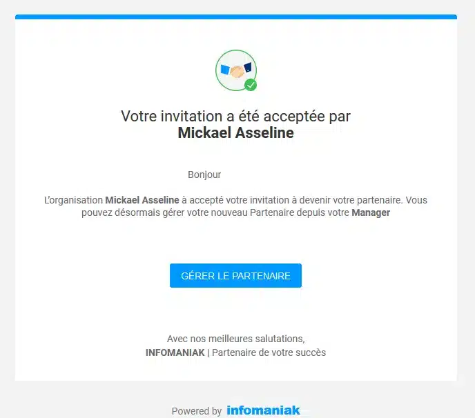 E-mail de confirmation Infomaniak